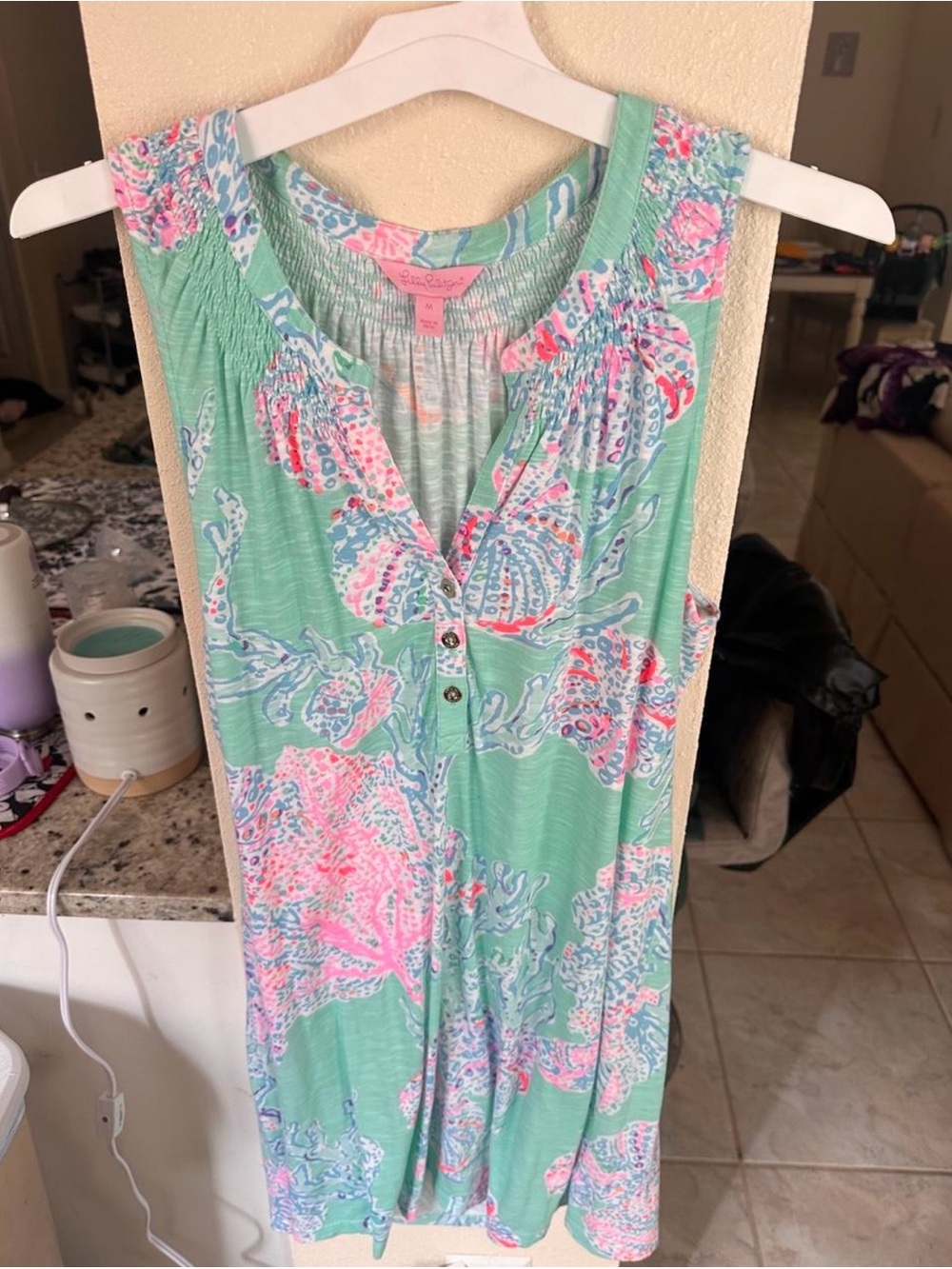 Lilly Pulitzer Mint Floral V-Neck Dress